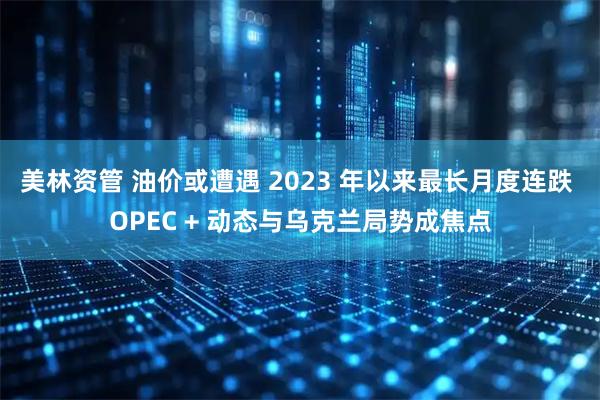 美林资管 油价或遭遇 2023 年以来最长月度连跌 OPEC + 动态与乌克兰局势成焦点