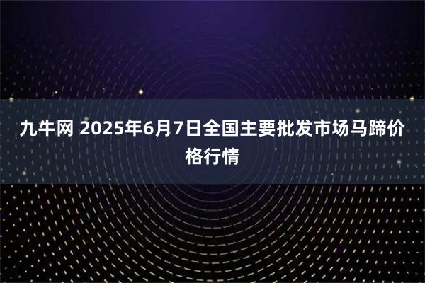 九牛网 2025年6月7日全国主要批发市场马蹄价格行情